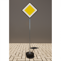 Знак дорожный "Главная дорога" 2.1 типоразмер 40 на стойке с основанием 3кг - fgospostavki.ru - Челябинск