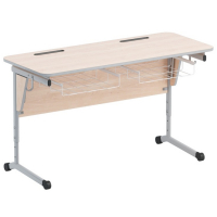 Стол ученический двухместный с наклоном столешницы (0-24°) и корзиной - fgospostavki.ru - Челябинск