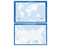 Фрагмент (демонстрационный) маркерный (двухсторонний) "Карта мира и Российской Федерации" (немая) с комплектом тематических магнитов - fgospostavki.ru - Челябинск