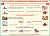 Таблица "Порядок действий при коматозном состоянии пострадавшего" (100х140 сантиметров, винил) - fgospostavki.ru - Челябинск