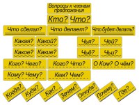 Набор магнитных карточек "Вопросы к членам предложения" (фон жёлтый) - fgospostavki.ru - Челябинск