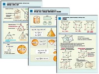 Комплект таблиц по геометрии "Стереометрия. Многогранники. Круглые тела" раздаточные (цветные, ламинированные, А4, 6 штук) - fgospostavki.ru - Челябинск