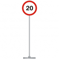 Знак дорожный "Ограничение скорости 20 км" 3.24 типоразмер 40 на стойке с основанием 3кг - fgospostavki.ru - Челябинск