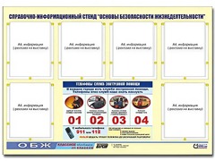 Стенд информационный "Основы безопасности жизнедеятельности" (80*110, 6 карманов) - fgospostavki.ru - Челябинск