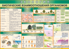 Таблица "Биотические взаимоотношения организмов" (100х140 сантиметров, винил) - fgospostavki.ru - Челябинск