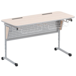 Стол ученический двухместный с перфорированной панелью, наклоном столешницы (0-24°) и корзиной - fgospostavki.ru - Челябинск