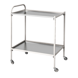 Столик процедурный передвижной с двумя полками металлический из стекла и нержавеющей стали - fgospostavki.ru - Челябинск