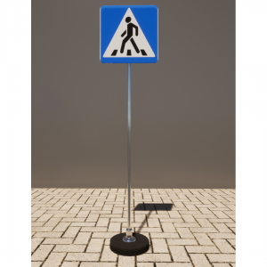 Знак дорожный "Пешеходный переход" 5.19.1 типоразмер 40 на стойке с основанием 3кг - fgospostavki.ru - Челябинск