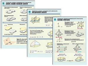 Комплект таблиц по геометрии "Стереометрия. Взаимное расположение фигур в пространстве" раздаточные (цветные, ламинированные, А4, 8 штук) - fgospostavki.ru - Челябинск