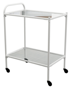 Столик процедурный передвижной металлический с двумя полками из стекла колеса мебельные - fgospostavki.ru - Челябинск