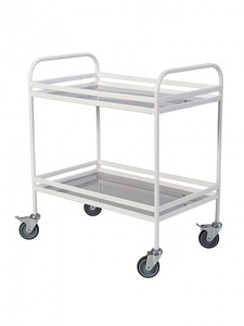 Столик процедурный передвижной металлический с двумя полками из нержавеющей стали с бортиками - fgospostavki.ru - Челябинск