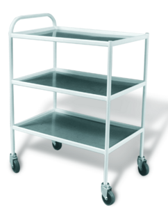 Столик инструментальный передвижной металлический с тремя стеклянными полками (импортные колеса) - fgospostavki.ru - Челябинск