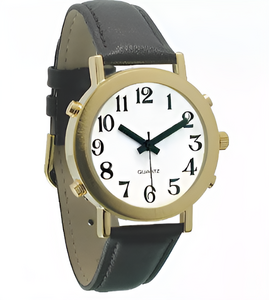 Часы для слабовидящих людей с белым циферблатом на кожаном ремешке - fgospostavki.ru - Челябинск