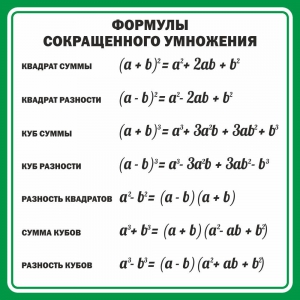 Стенд "Формулы сокращенного умножения" Вариант 2 - fgospostavki.ru - Челябинск