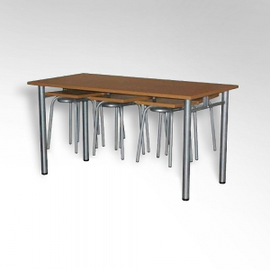 Стол обеденный 6-ти местый на металлокаркасе с навесами под табурет - fgospostavki.ru - Челябинск