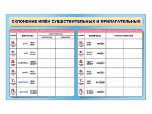 Фрагмент (демонстрационный) маркерный (двухсторонний) "Склонение имен существительных и прилагательных" - fgospostavki.ru - Челябинск