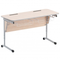 Стол ученический двухместный с наклоном столешницы (0-24°) и корзиной - fgospostavki.ru - Челябинск