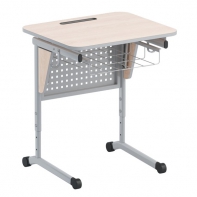 Стол ученический одноместный с перфорированной панелью, наклоном столешницы (0-24°) и корзиной - fgospostavki.ru - Челябинск