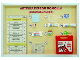 Стенд "Аптечка первой помощи (автомобильная)" (образцы под оргстеклом) - fgospostavki.ru - Челябинск