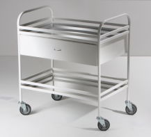 Столик манипуляционный передвижной металлический с бортиками, с двумя полками и выдвижным ящиком - fgospostavki.ru - Челябинск