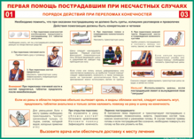 Таблица "Порядок действий при переломах конечностей" (100х140 сантиметров, винил) - fgospostavki.ru - Челябинск