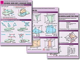 Комплект таблиц по геометрии "Стереометрия. Основные построения в пространстве" (8 таблиц, А1, ламинированные) - fgospostavki.ru - Челябинск