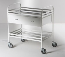 Столик манипуляционный передвижной металлический с бортиками, с двумя полками и двумя выдвижными ящиками - fgospostavki.ru - Челябинск