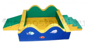 Сухой бассейн "Волна-1" 1,5х1,5м с аппликацией лестницой и скатом - fgospostavki.ru - Челябинск